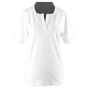 David Smith $52 Sz S White Button Neck Cotton Polyester Knit Top